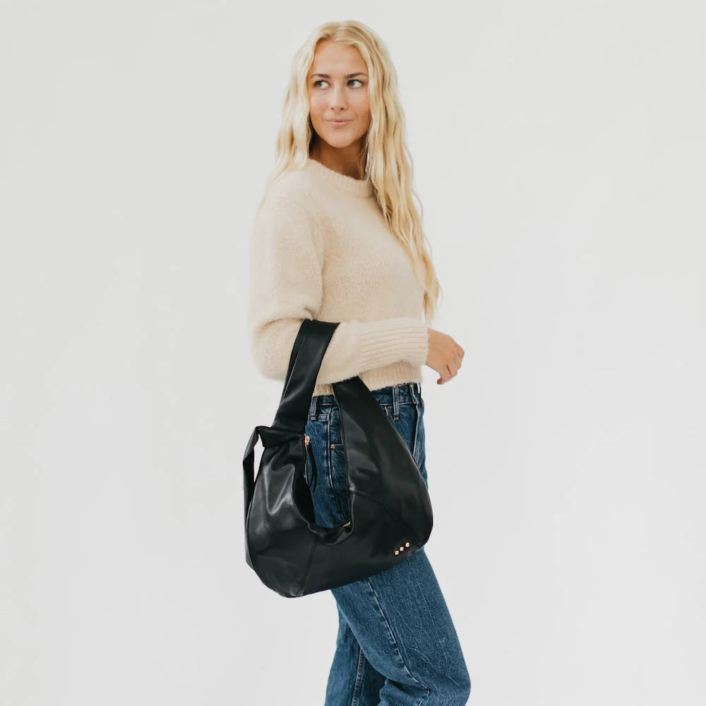 Bobbie Bow Hobo Shoulder Bag in Black by Pretty Simple