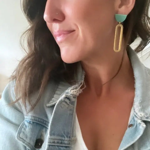 Gold Hammered Rectangle Statement Earrings