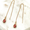 Mauve Teardrop Gem Threader Earrings