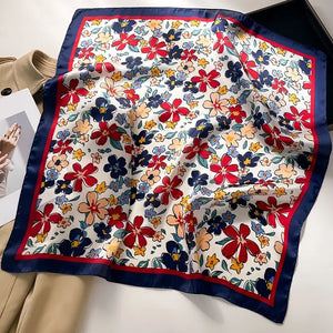 Navy Floral Print Bandana Scarf