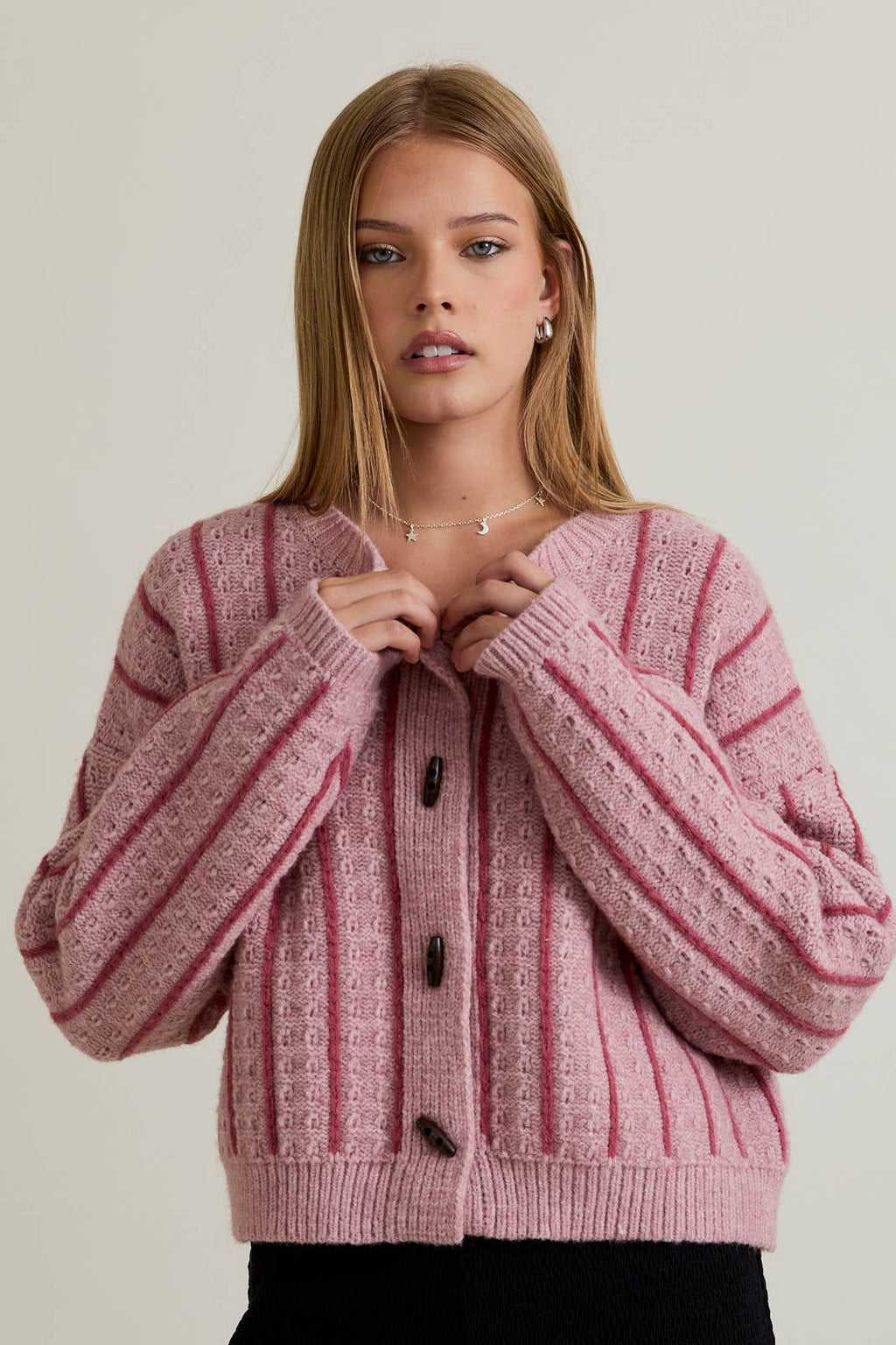 Dorothy Pink Stripe Cardigan Sweater