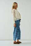 Aaron & Amber Plaid Barrel Jean With Belt