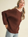 Tara Boat Neck Bubble Sleeve Sweater in Hot Chocolate
