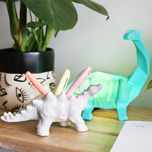 White Stegosaurus Dinosaur Planter