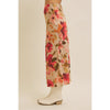 Satin Bias Cut Maxi Skirt in Taupe Floral