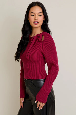 Bow Detail Berry Sweater