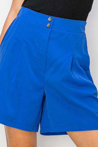 Dee High Waist Bermuda Shorts in Blue Black