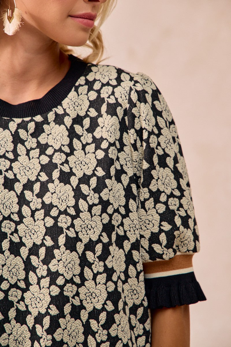 Sammy Textured Rose Knit Top