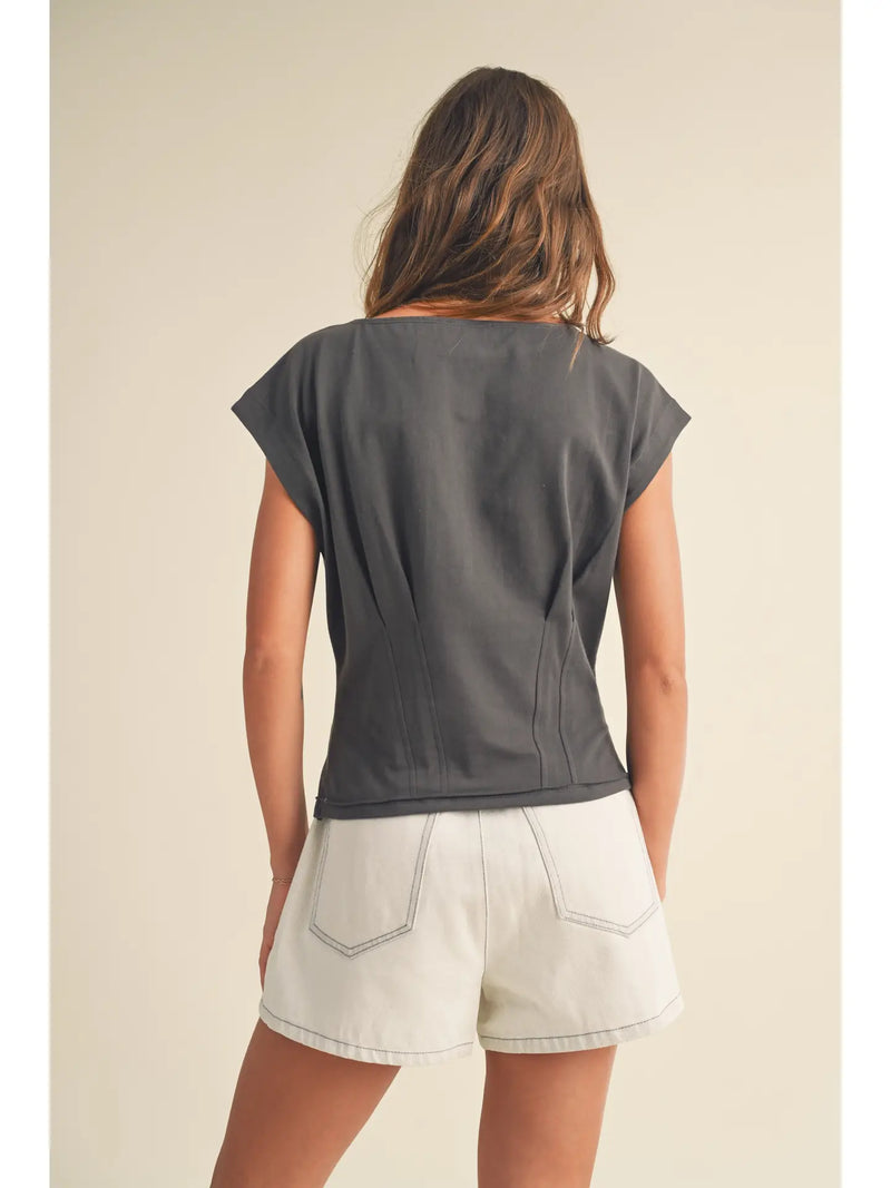 Corset Style Top in Charcoal Grey by Miou Muse