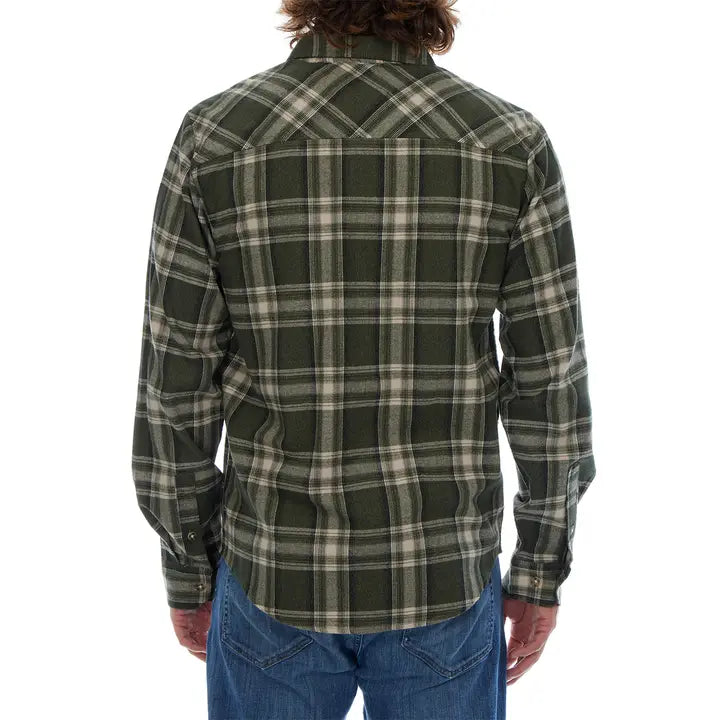Jake Long Sleeve Flannel Plaid in Dark Olive