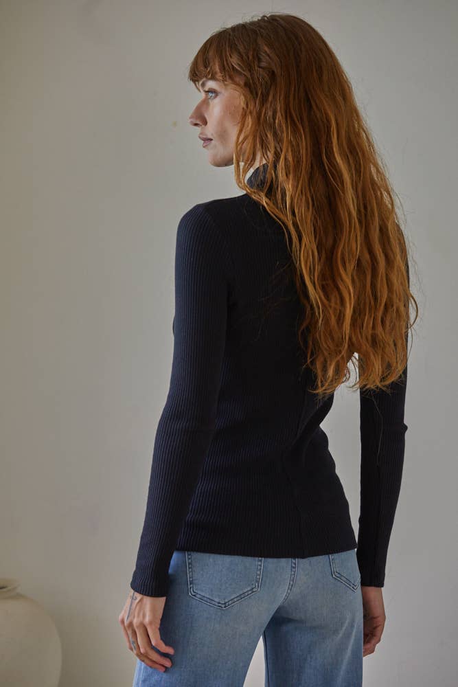 By Together Ribbed Turtleneck in Black