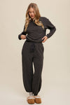 Waffle Knit Long Sleeve Lounge Set