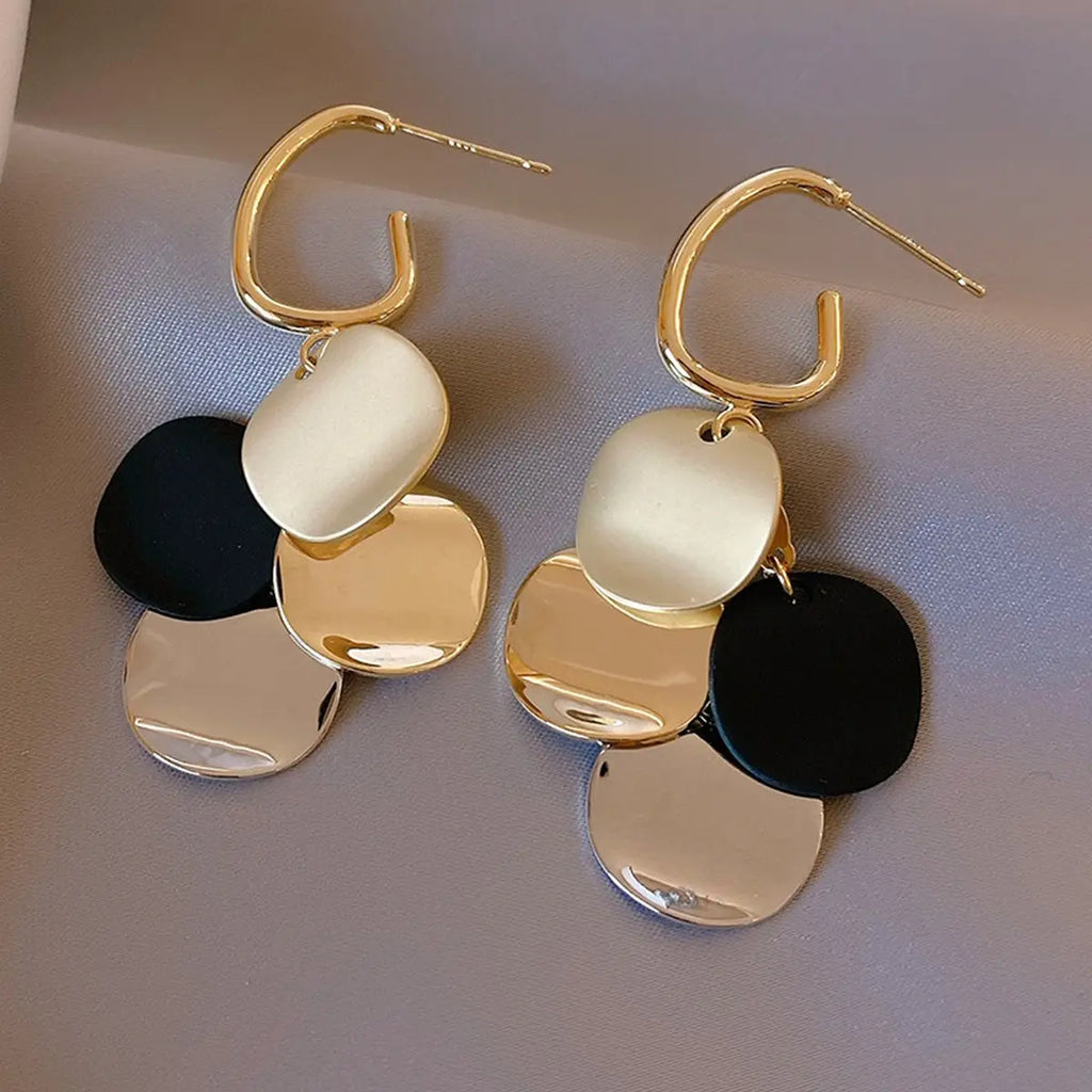 Circle Drop Earrings with Gold Post