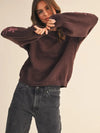 Emmy Chocolate Berry Embroidered Sleeve Sweater