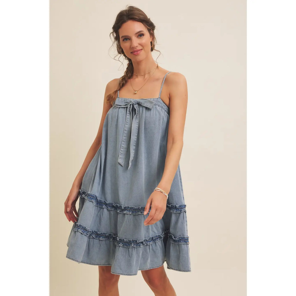 Monet Denim Washed Babydoll Dress