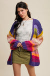 Ellie Rainbow Crochet Open Cardigan in Rainbow Multi