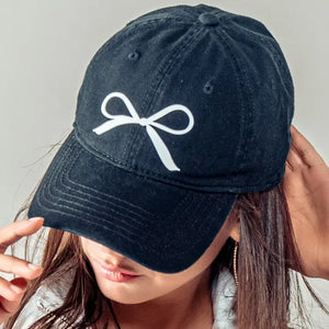 Bow Graphic Baseball Cap in Black