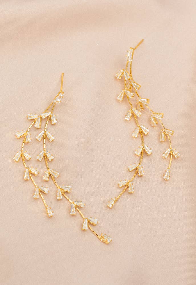 Graceful Willow Zircon and Gold Dangle Earrings by Starfish Project