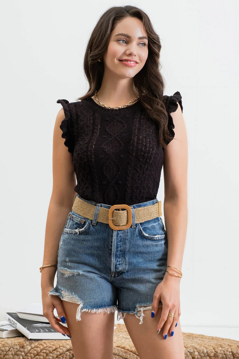 Kristina Sleeveless Cable Knit in Black