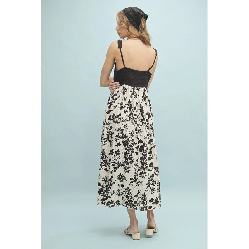 cream and black floral dress Women's Elegant Floral Wrap Dress