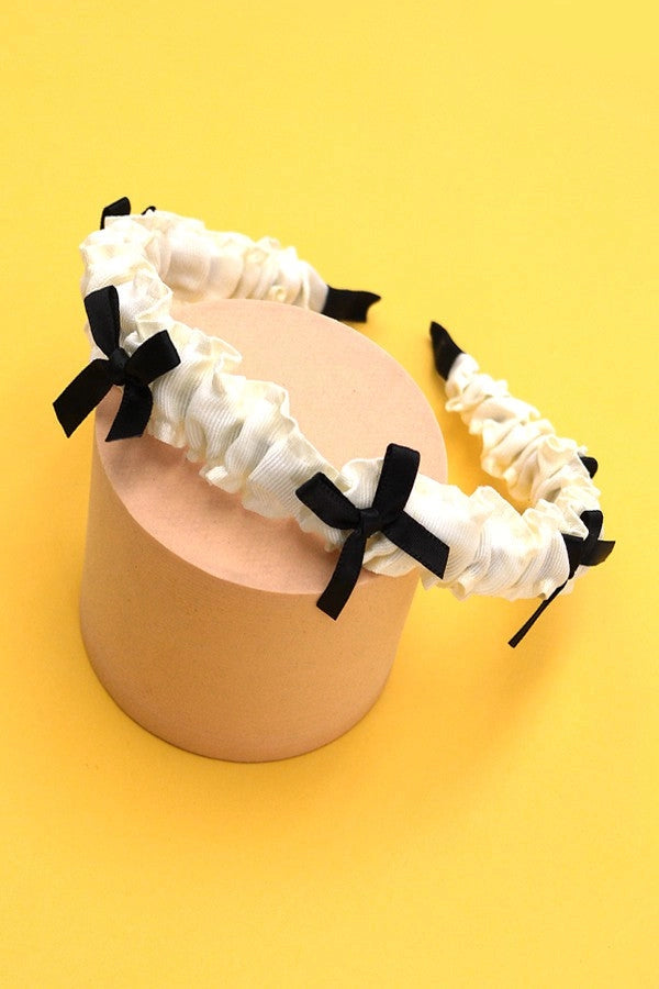 Mini Bow Headband in Ivory