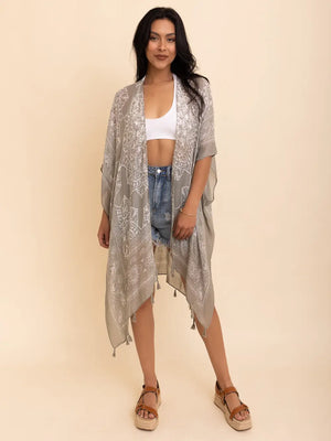 Mandala Tassel Kimono in Grey