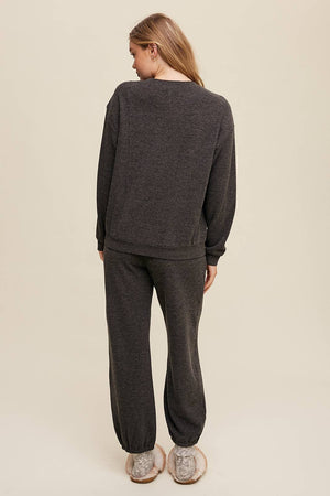 Waffle Knit Long Sleeve Lounge Set