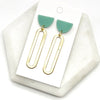 Green Sage Gold Oval Acrylic and Metal Statement Earrings