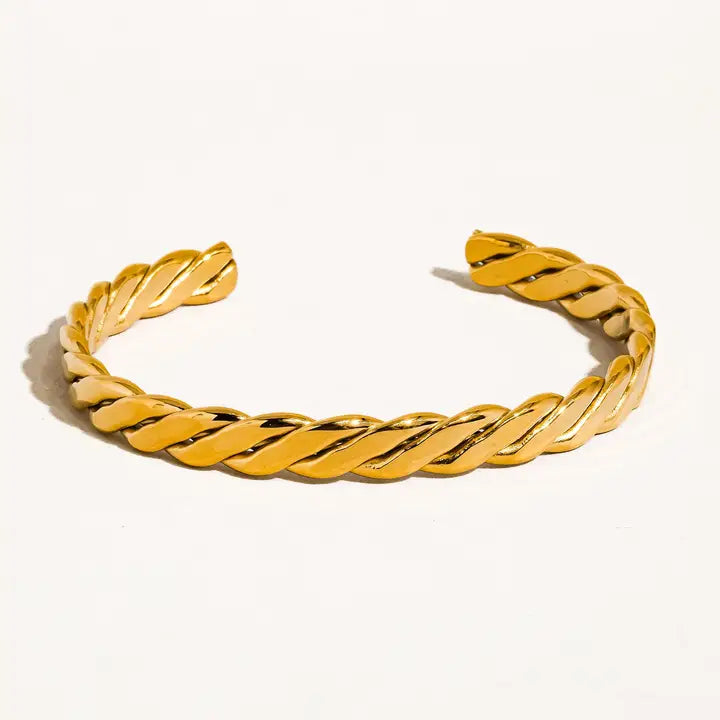 Benir 18K Gold Non-Tarnish Braided Thin Bangle
