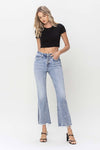 Janet Mid-Rise Single Cuff Crop Slim Straight Jeans by Flying Monkey
