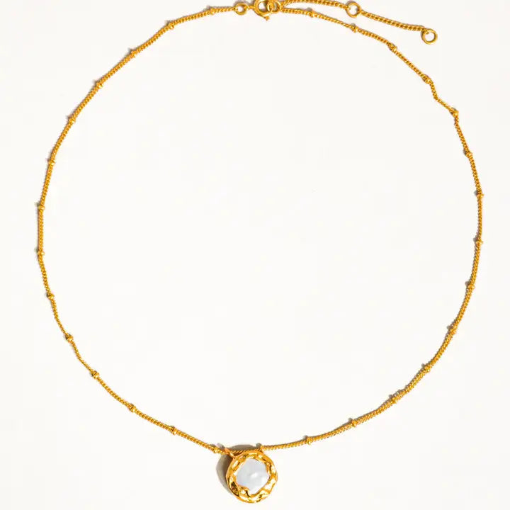 Lydia 18K Vintage Gold Natural Pearl Round Necklace