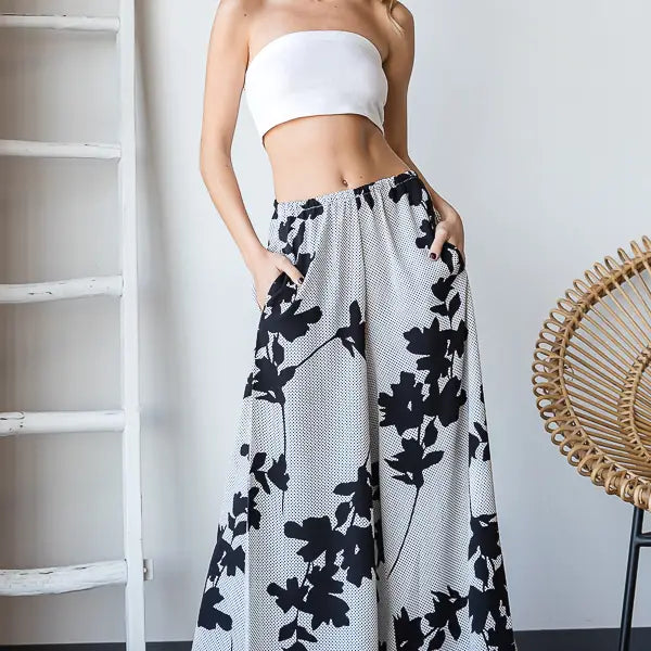 Teresa Floral Print Wide Leg Pants by Bucketlist