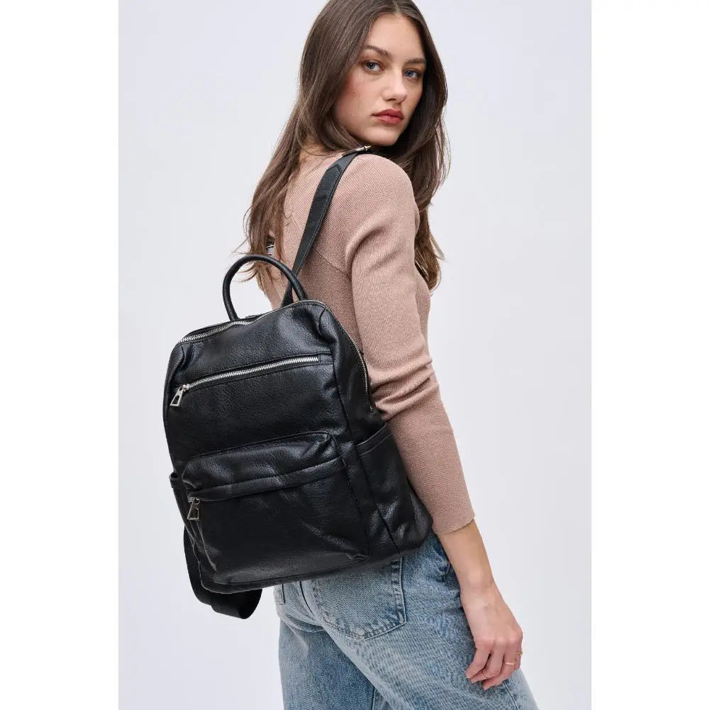 Galloway Vegan Leather Black Backpack by Urban Expressions