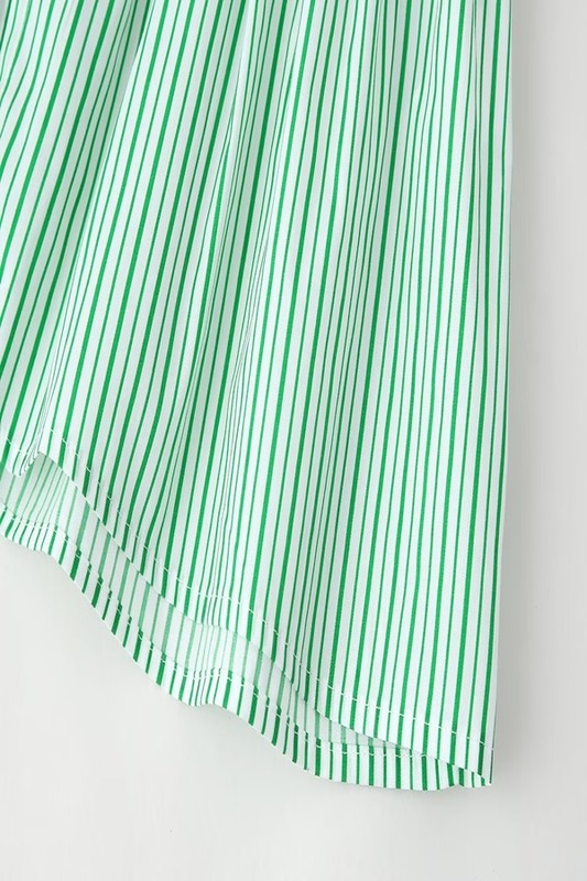 Polly Striped Round Neck Bow Blouse