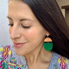 Green Wood and Acrylic Deco Drops Earring