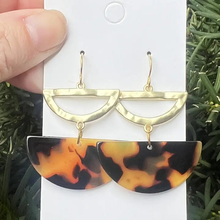 Tortoise Leopard Luna Acrylic Earrings