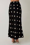 Polka Dot Satin Midi Skirt