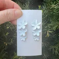 Handmade Cascading White Acrylic Flower Statement Earrings