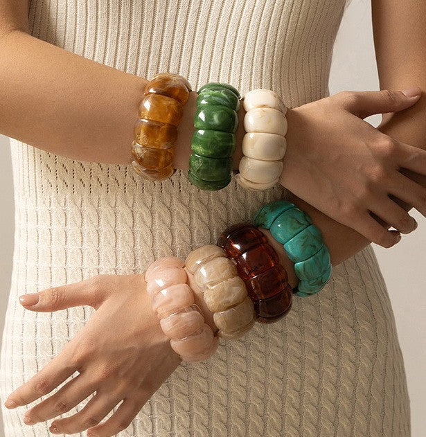 Color-Block Acrylic Stretch Bracelets