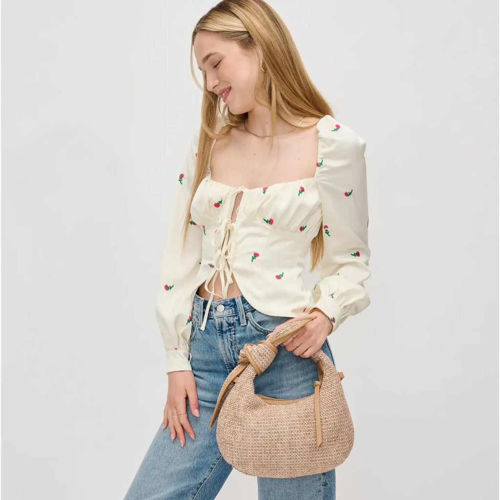 Paloma Knot Straw Crossbody in Tan by Urban Expressions
