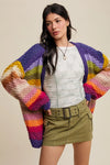 Ellie Rainbow Crochet Open Cardigan in Rainbow Multi