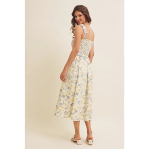 Lyndsi Floral Smocked Midi Dress With Bow