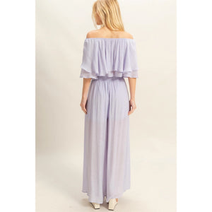 Liesel Off Shoulder Blouse and Pant Set in Lavender