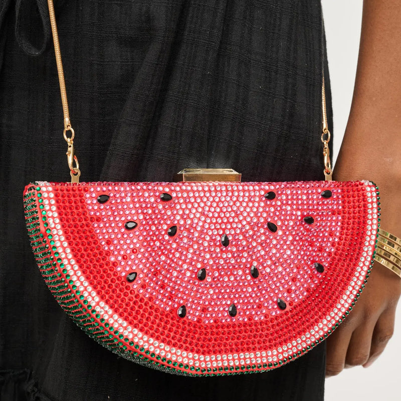 Tabitha Watermelon Crystal Evening Bag by Urban Expressions