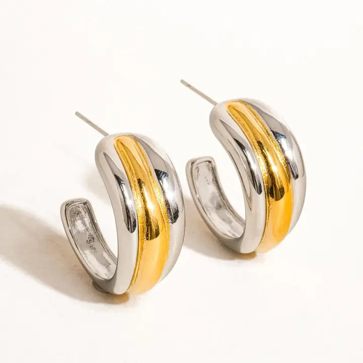 Lazare 18K Non-Tarnish Multi C Hoop Earring