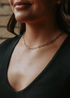 Layered Bead and Gold Chain Necklace