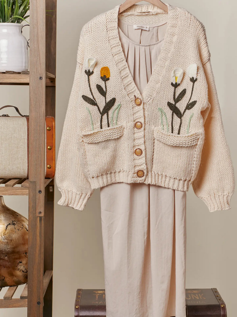 Flora Embroidered Knit Cardigan