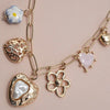Charm Necklace With Porcelain Heart and Flowers