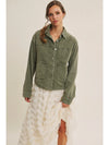 Washed Cotton Twill Oversized Jacket in Olive