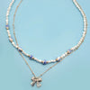 Ceramic Porcelain Pearl Bow Layer Necklace